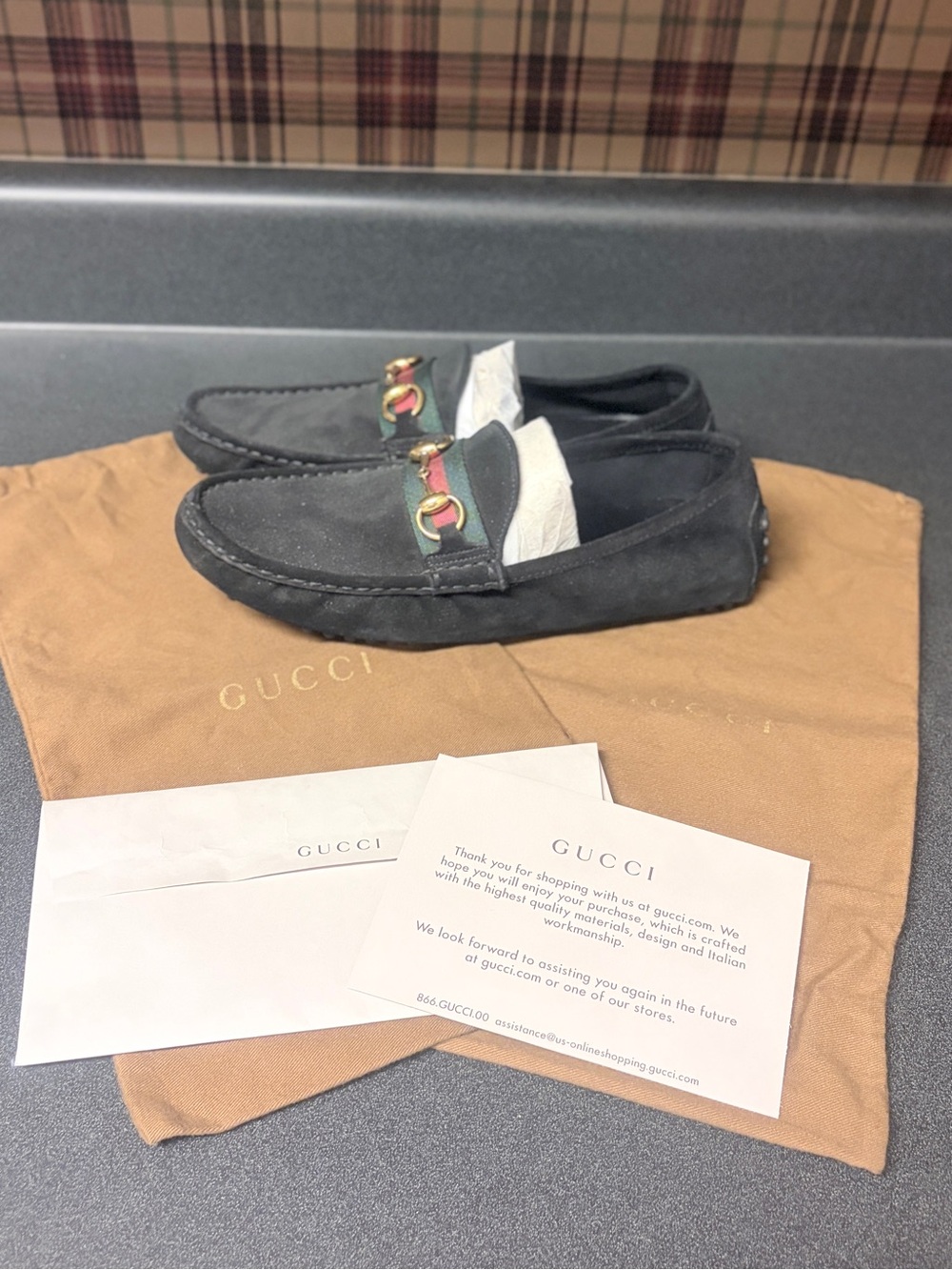 NWT Gucci Women's Horsebit Driver Loafers - Black Suede - EU 40.5